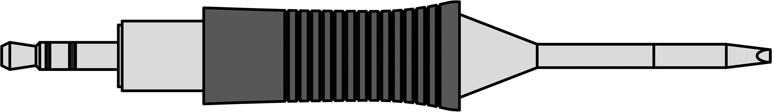 Ilustracja wtyczki jack. Po lewej stronie wtyczka, po prawej gniazdo. Odpowiednia do transmisji audio.