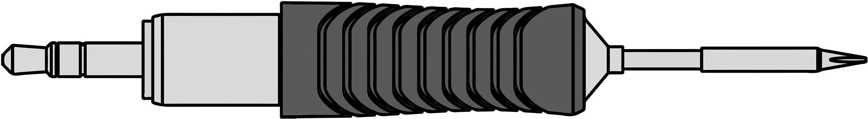 Obraz wtyczki sześciokątnej z prążkowanym uchwytem i wąskim końcem.