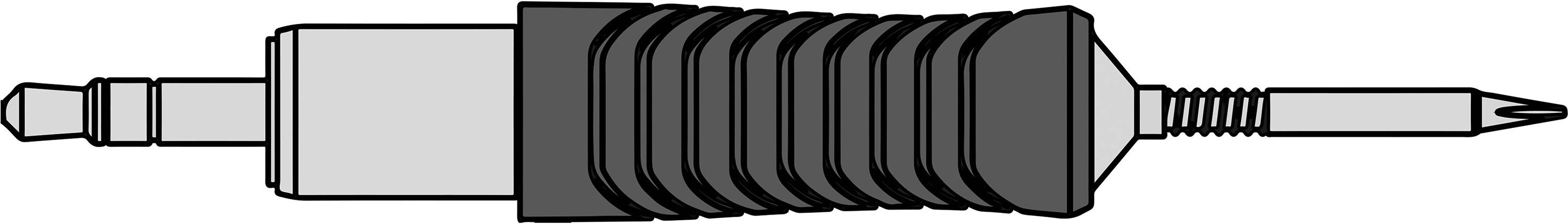 Ilustracja zaworu pompki powietrza z żebrowaną rączką i ostro zakończoną dyszą, używanej do pompowania opon.