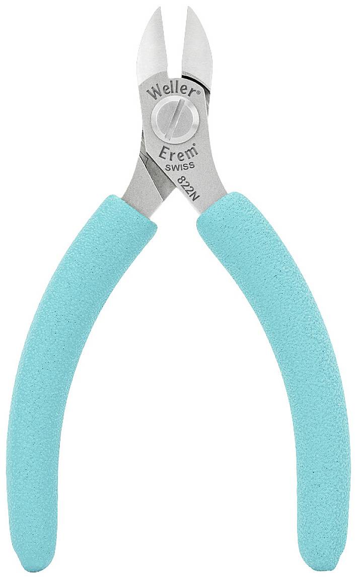 Turkusowe szczypce boczne firmy Weller Erem, przeznaczone do precyzyjnego cięcia przewodów i małych elementów.