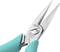 Szczypce precyzyjne z turkusowymi uchwytami. Na metalowej części wygrawerowana nazwa marki 'Weller Erem 2411P'. Narzędzie do precyzyjnego chwytania.