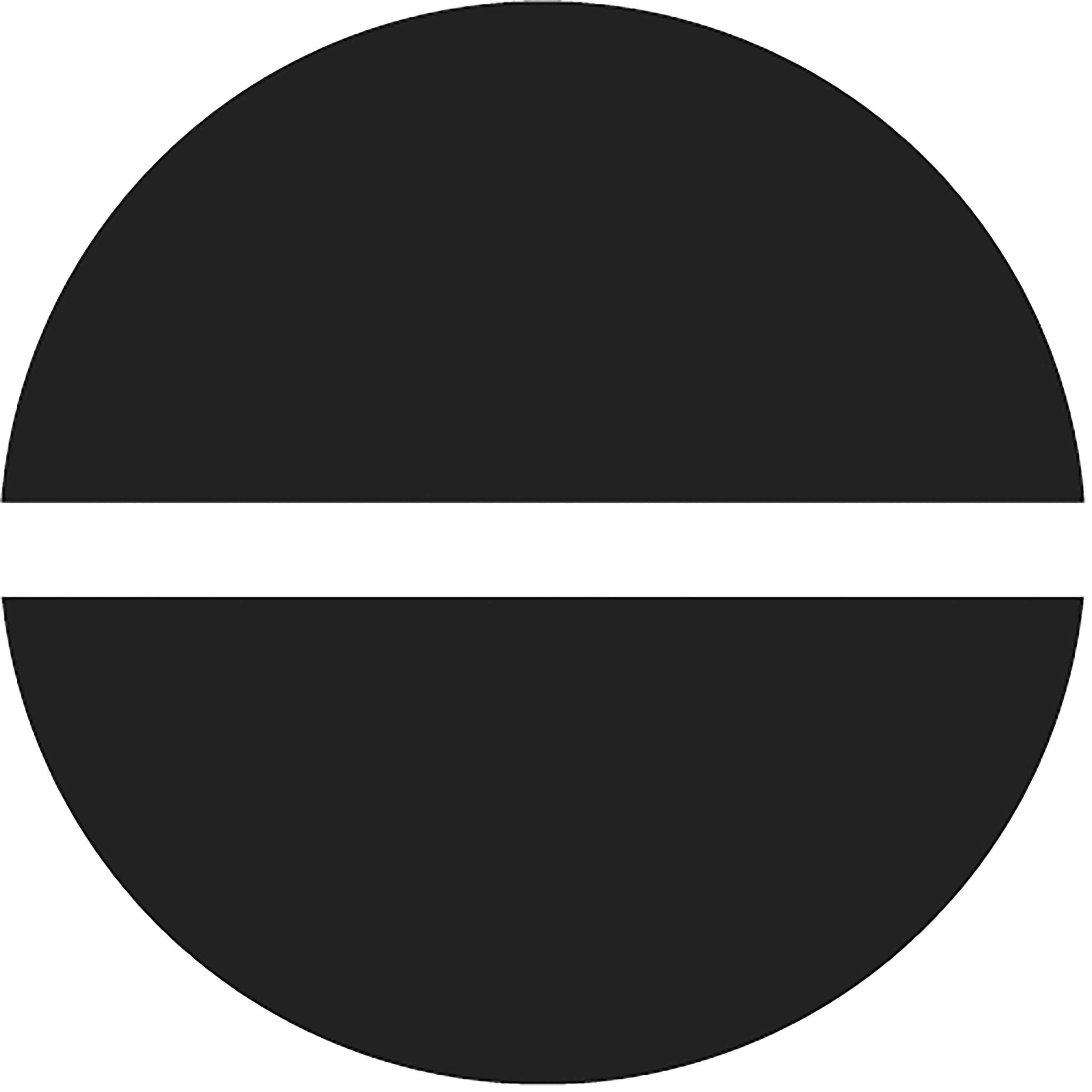 Czarny okrąg z białym pasem poziomym pośrodku.