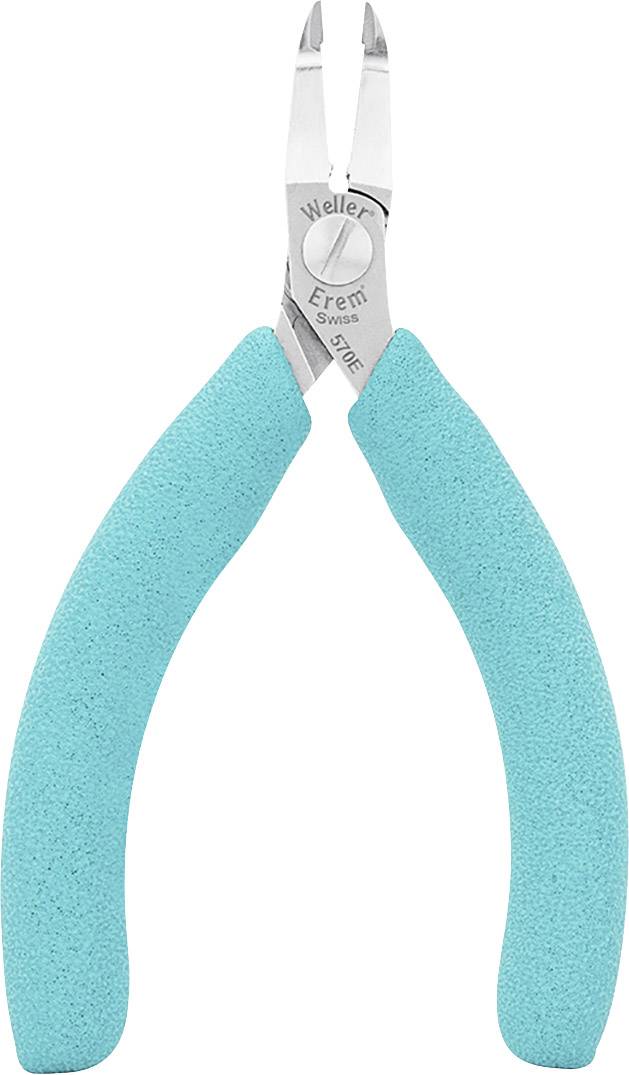 Szczypce elektroniczne z niebieskimi uchwytami, odpowiednie do precyzyjnego cięcia przewodów i małych elementów.