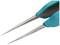 Precyzyjna pinceta ze szpiczastymi końcówkami z niebieskimi uchwytami, idealna do precyzyjnych prac, takich jak naprawy elektroniki lub biżuterii.
