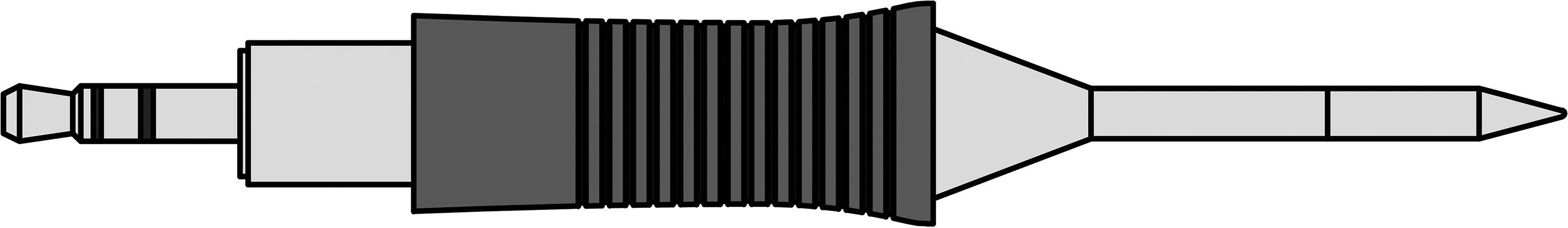 Rysunek techniczny śruby rowkowanej z końcówką stożkową; uniwersalny adapter z gwintem przerwanym.