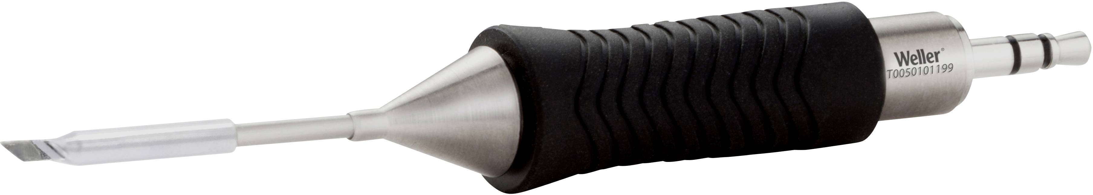 Końcówka lutownicy z czarnym, antypoślizgowym uchwytem, odpowiednia do precyzyjnych prac lutowniczych.