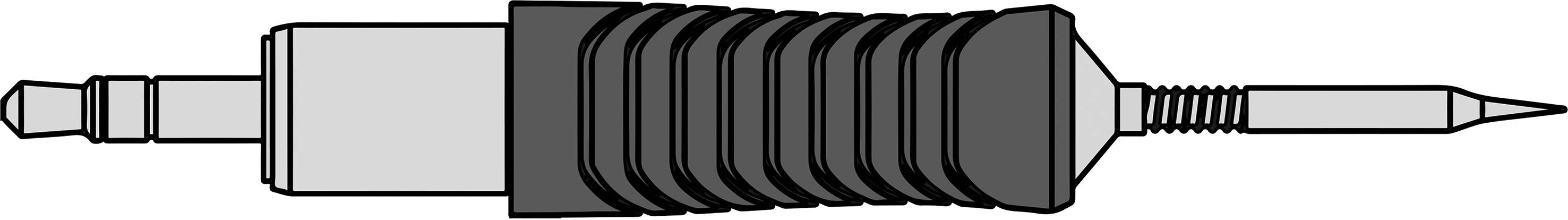 Złącze kablowe z żebrowanym uchwytem i stożkowym złączem, stosowane do połączeń elektrycznych w zastosowaniach technicznych.