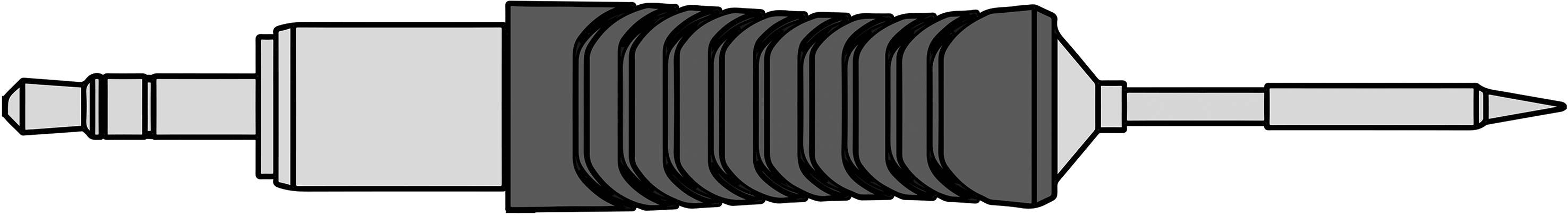 Wtyk z zamknięciem bagnetowym z żebrowanym uchwytem; służy do szybkiego połączenia i pewnego zabezpieczenia elementów elektrycznych.