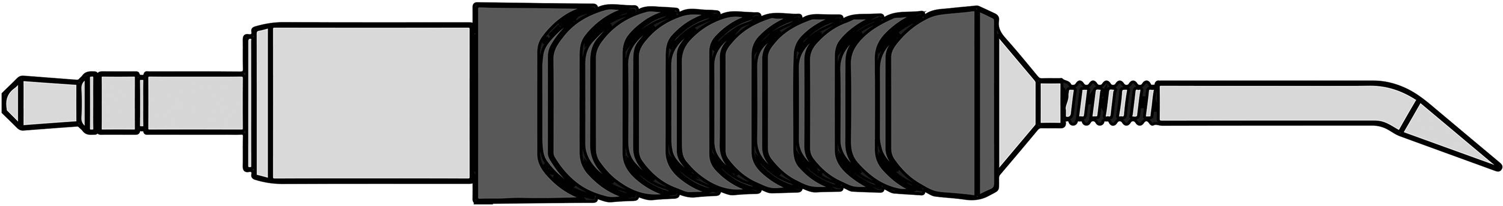 Elektryczny lutownik z żłobionym uchwytem i spiczastą końcówką, odpowiedni do precyzyjnych prac lutowniczych w elektronice.
