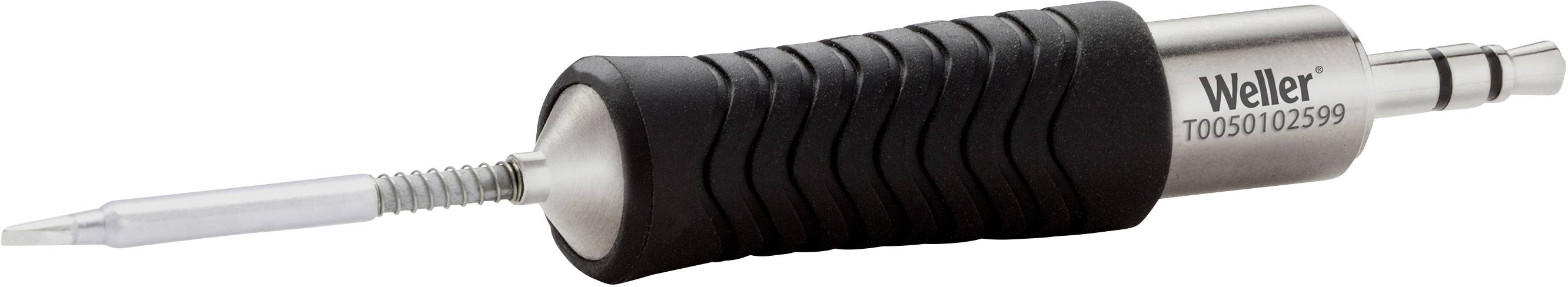 Lutownica z czarną rękojeścią i metalową końcówką, idealna do precyzyjnego lutowania w projektach elektronicznych.