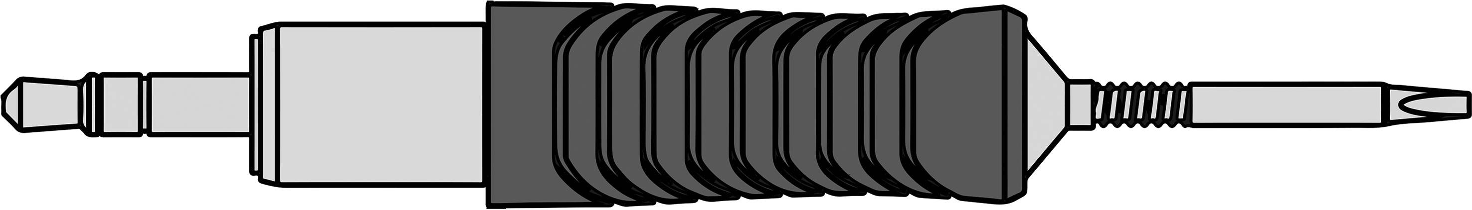 Opis narzędzia: Wkrętak z rowkowanym uchwytem i wymienialna końcówką, zwężający się ku końcowi z prawej strony.