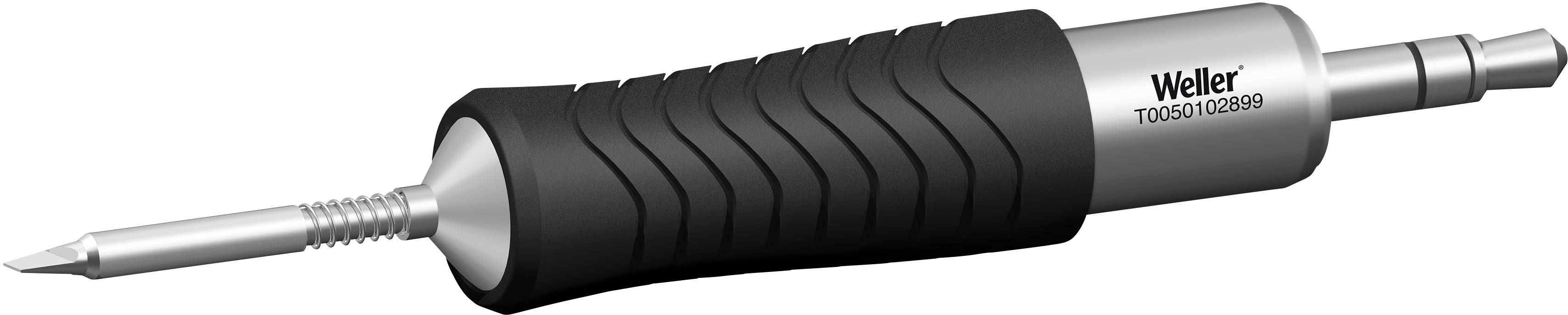 Lutownica z czarną rękojeścią i srebrnym grotem, przeznaczona do prac lutowniczych w elektronice.