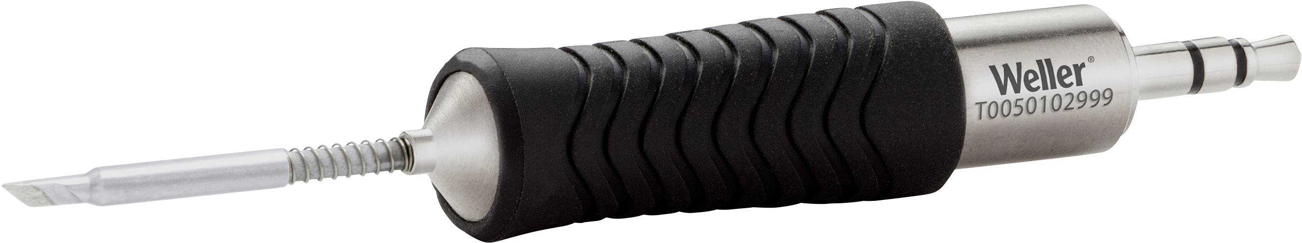 Lutownica Weller z czarną rękojeścią, model T0050102999, przedstawiająca grot grzewczy i podłączenie kabla.