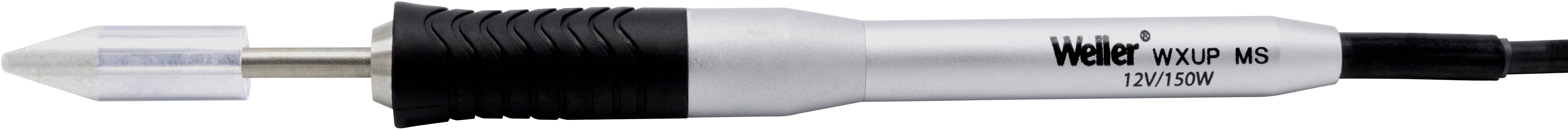 Lutownica z czarną rękojeścią i srebrnym trzonkiem, oznaczona jako 'Weller WP 80'. Odpowiednia do precyzyjnego lutowania.