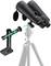 Lornetka na statywie, obok wymienna podstawa do zamocowania na statywie.