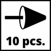 Czarny stożek z trzonkiem oraz tekst '10 szt.' pogrubioną czcionką na białym tle.