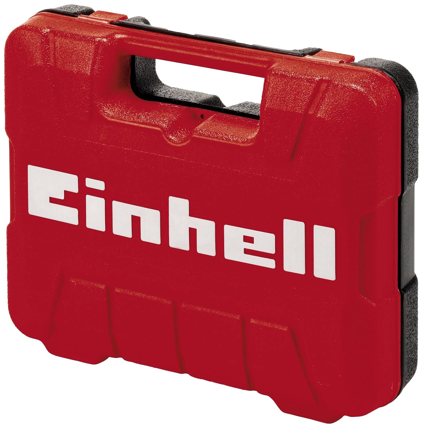 Czerwona skrzynka narzędziowa z białym logo 'Einhell' na wierzchu.