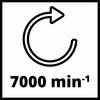 Obroty: 7000 obr./min wyświetla stylizowaną grafikę strzałkową przedstawiającą rotację.