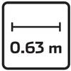 Tabliczka wskazuje linię poziomą o długości 0,63 m, co odnosi się do konkretnego pomiaru.