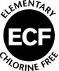 Logo 'ECF' z napisem 'Elementary Chlorine Free', oznacza papier wolny od chloru.