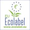 Logo Oznakowania Ekologicznego UE: napis 'EU Ecolabel' oraz strona internetowa 'www.ecolabel.eu' w kolorze niebieskim; zielony symbol liścia z wieńcem gwiazd Europy.