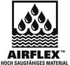 Logo 'Airflex' z kroplą wody nad falami. Tekst: 'Materiał o wysokiej zdolności absorpcyjnej'.