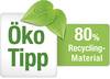 Wskazówka ekologiczna 'Öko Tipp' oznaczona dwoma zielonymi liśćmi; 80% materiału z recyklingu.