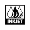 Symbol drukarki atramentowej: Trzy krople umieszczone obok siebie nad napisem 'INKJET'.