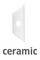 Białe ceramiczne narzędzie z okrągłym otworem pośrodku na białym tle. Pod spodem słowo 'ceramic' napisane czarnymi literami.