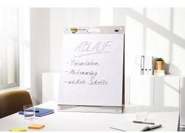 Flipchart w jasnym pomieszczeniu z napisem 'Przebieg: Prezentacja, głosowanie, kolejne kroki'.