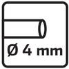 'Ø 4 mm' oznacza średnicę rury. Czarne tło z białą ramką i napisem.