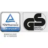 Logo 'TÜV Rheinland CERTYFIKOWANE' obok znaku 'GS sprawdzone bezpieczeństwo' z www.tuv.com i ID 1419060608.
