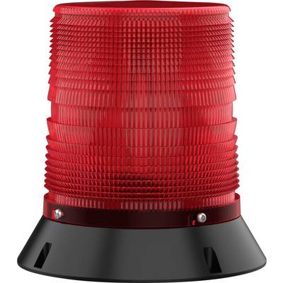 Czerwona lampa ostrzegawcza z czarną podstawą, migająca w celu wskazania zagrożenia lub alarmu.