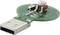Zielony czujnik temperatury USB z komponentami elektronicznymi, przeznaczony do podłączenia i pomiaru temperatury przy użyciu komputerów.