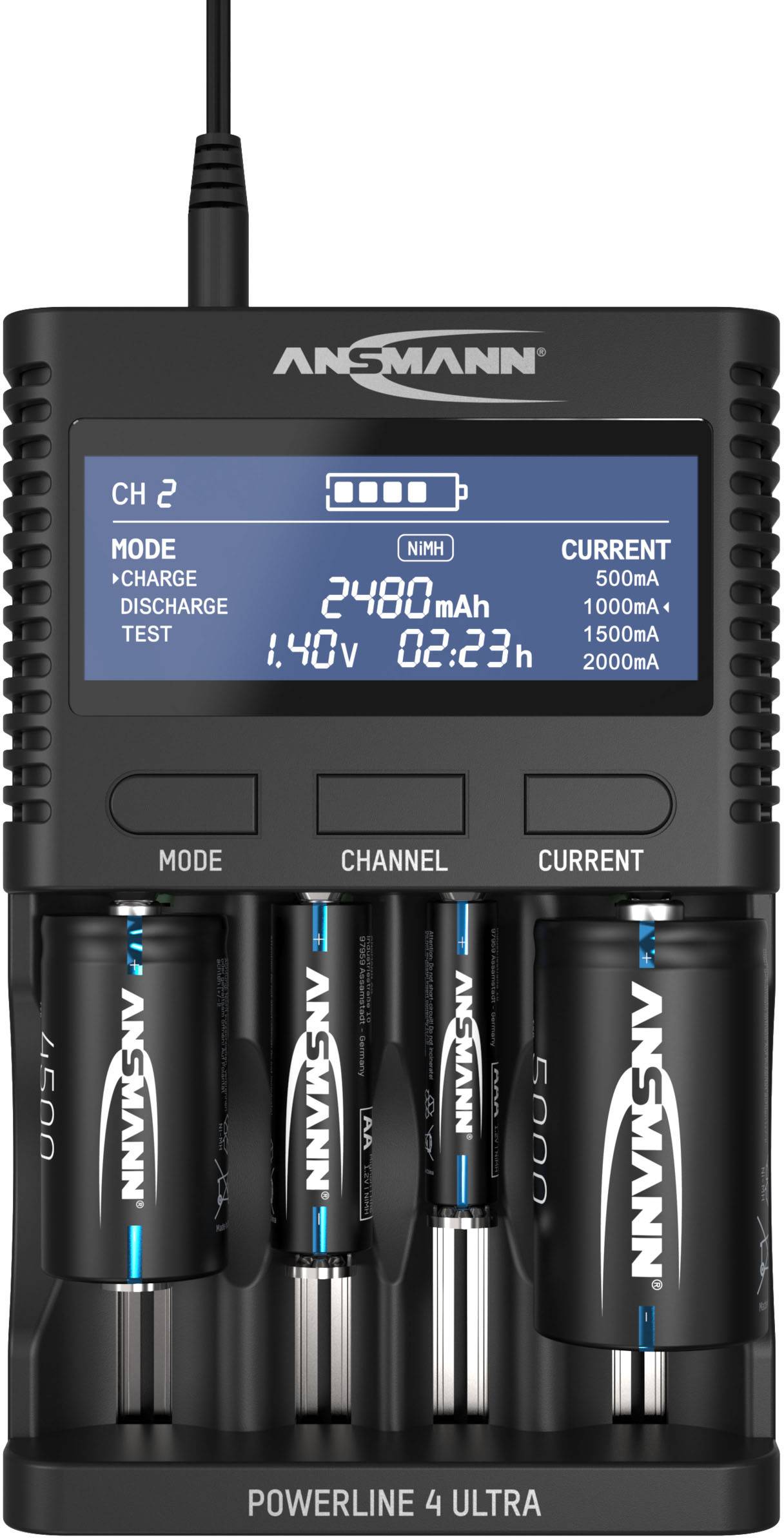 Зарядний пристрій Ansmann Powerline 4 Ultra для NiCd, NiMH, Li-Ion акумуляторів