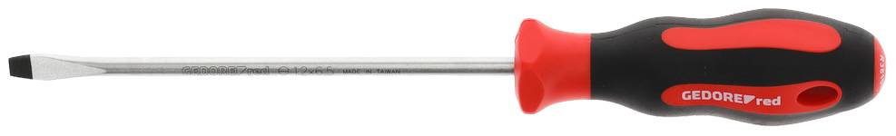 Wkrętak płaski z uchwytem czarno-czerwonym, doskonałe narzędzie do dokręcania lub odkręcania śrub z rowkiem prostym.