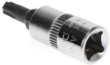 Metalowa nasadka bitowa Torx, rozmiar T20, przeznaczona do wkrętów z łbem Torx. Idealna do precyzyjnych napraw.