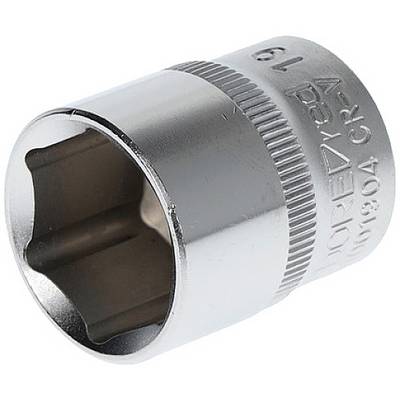 Metalowa nasadka sześciokątna z grawerem '19 mm, CR-V'. Przeznaczona do odkręcania nakrętek i śrub.