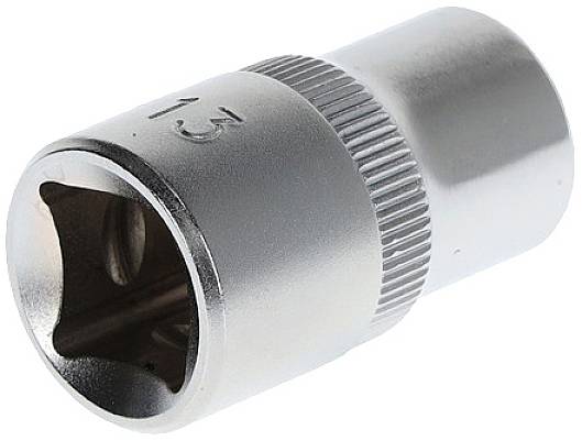 Srebrny klucz nasadowy, który służy do dokręcania lub poluzowywania śrub w zastosowaniach mechanicznych.