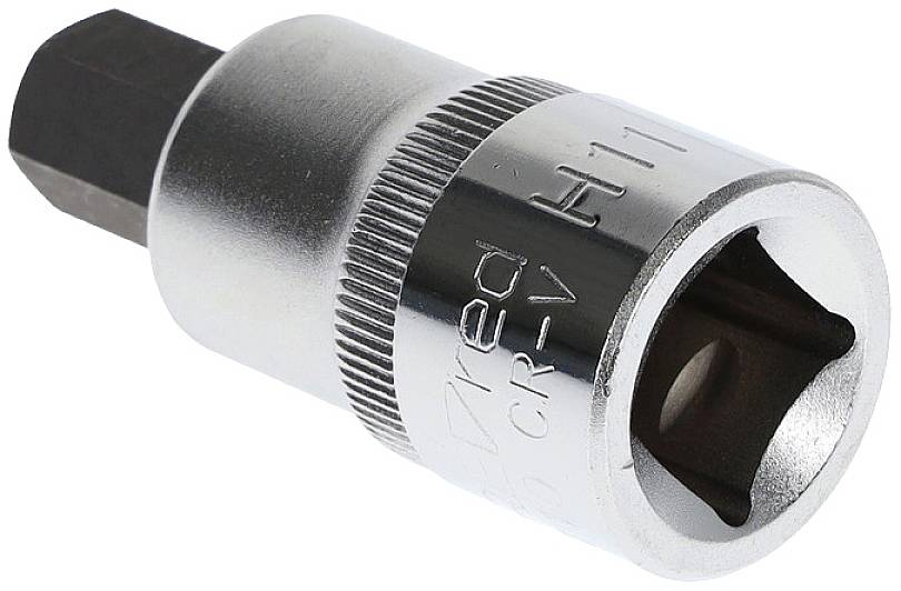 Srebrny klucz nasadowy z sześciokątnym otworem, bocznie grawerowany z oznaczeniem rozmiaru 'H11' oraz 'CR-V'.