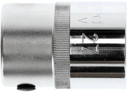 Metalowy klucz narzędziowy z grawerunkiem '27', do klucza płaskiego, odbijający się w świetle.