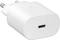 Biała ładowarka USB-C z dwoma pinami wtyczki europejskiej, odpowiednia do ładowania urządzeń elektronicznych.