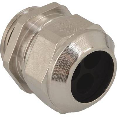 Metalowy element mocujący kabel, cylindryczny i błyszczący, służący do pewnego zamocowania i uszczelnienia przewodów.