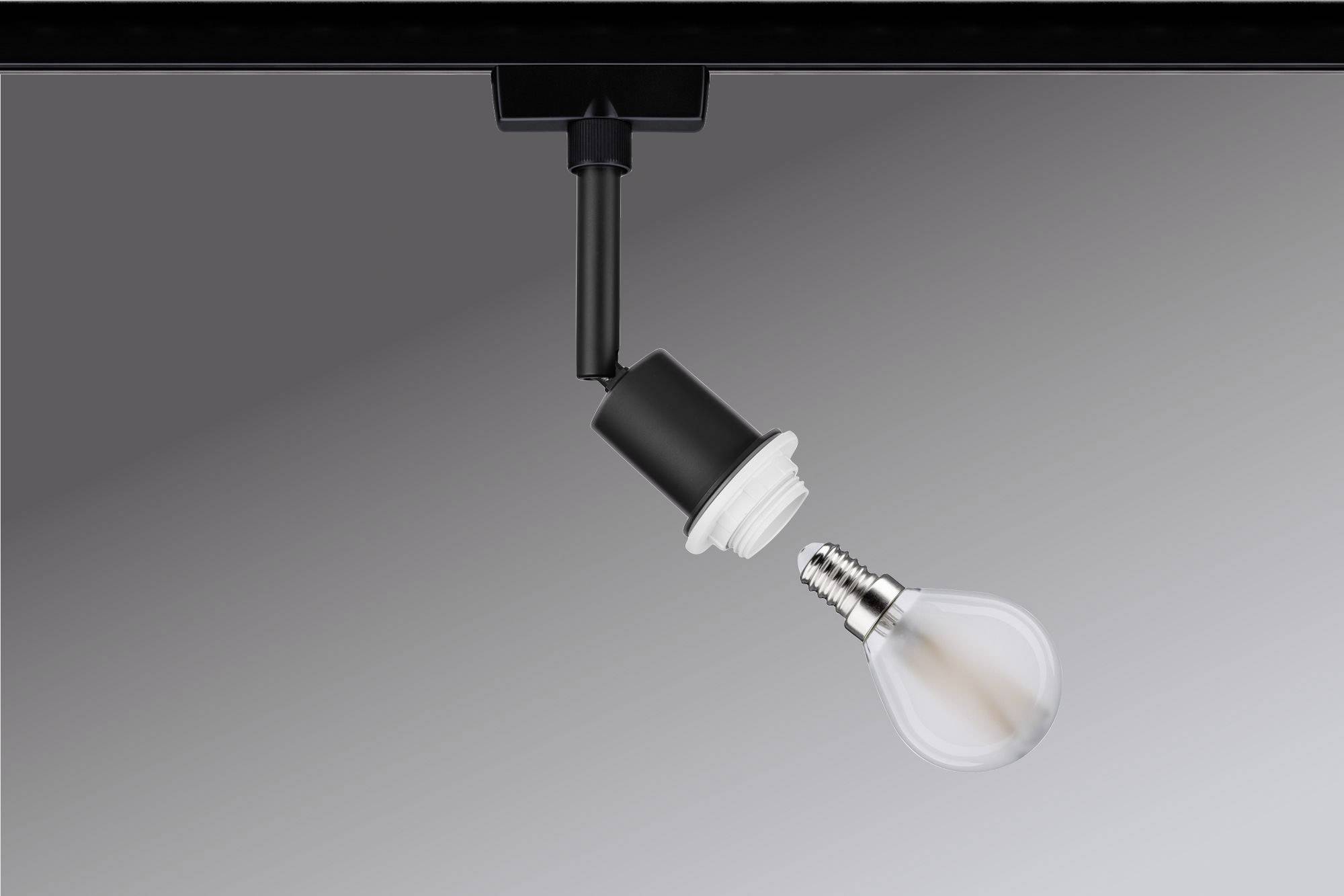 Високовольтна рейкова лампа Paulmann 96913 E14, чорна (матова)