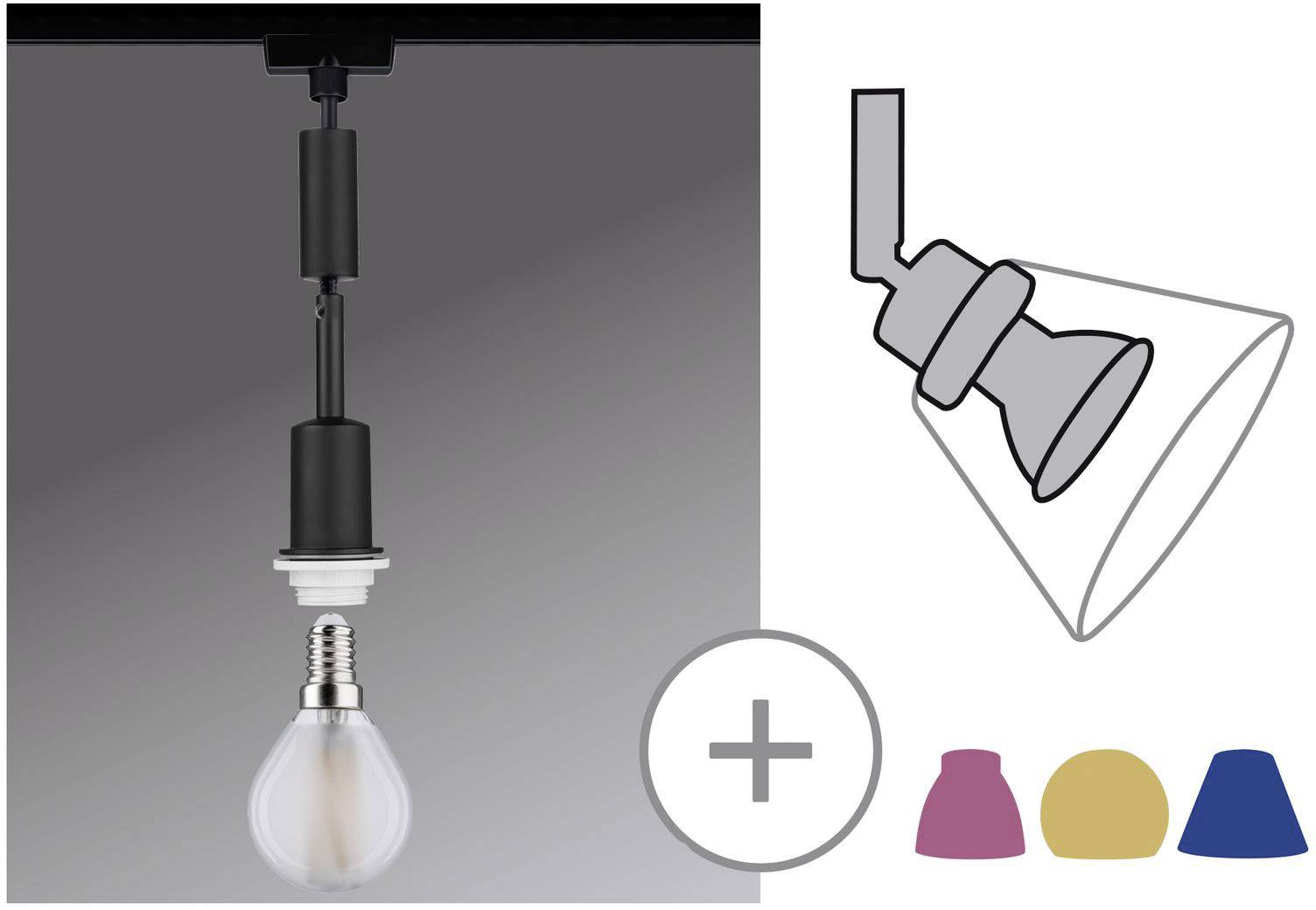 Лампа для високовольтної рейкової системи Paulmann Urail 96912 E14 чорна (матова)