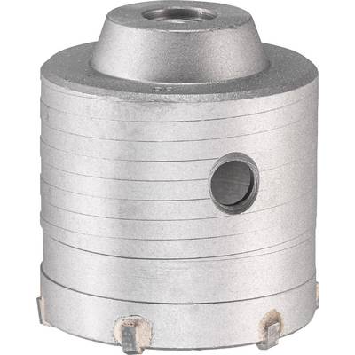 Srebrny metalowy adapter do piły otworowej z wieloma powierzchniami tnącymi i otworem z boku, odpowiedni do zadań wiertniczych.