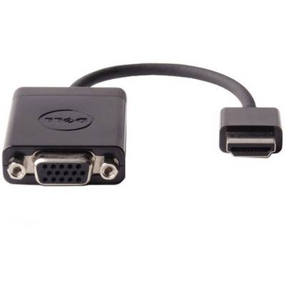 Kabel adaptacyjne VGA na HDMI, czarne, z wtykiem VGA po lewej stronie i wtykiem HDMI po prawej. Łączy starsze urządzenia VGA z gniazdami HDMI.