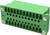 Zielony elektryczny złącz wtykowy w kształcie prostokąta z wieloma gniazdami do podłączenia przewodów. Odpowiedni do urządzeń elektronicznych.