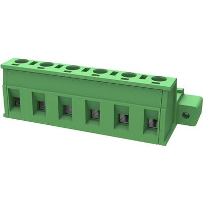 Zielony złącze wielowejściowe. Stosowane do połączeń elektrycznych w urządzeniach lub skrzynkach rozdzielczych.