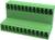 Zielony elektryczny złącze wielostykowe, odpowiednie do montażu na płytce drukowanej.